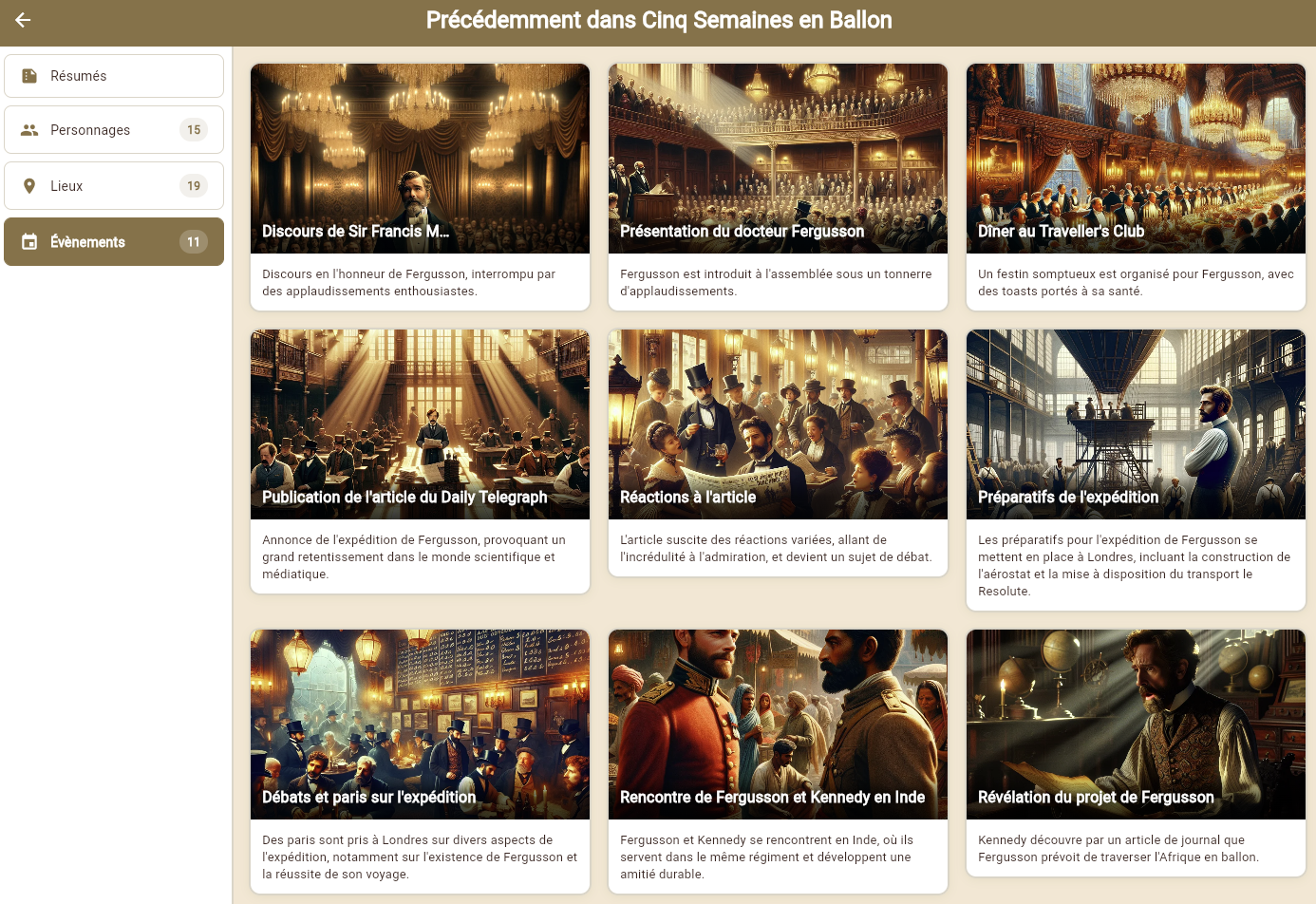 Rappel des évènements