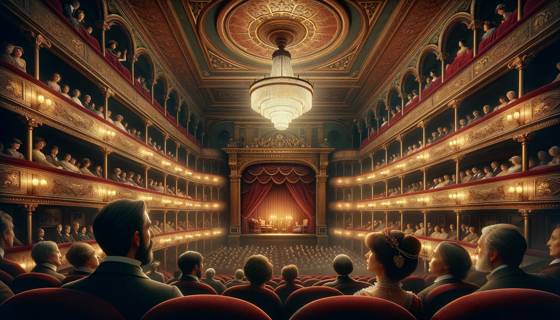 Intérieur opulent du Theatre Royal Drury Lane avec loges en velours rouge