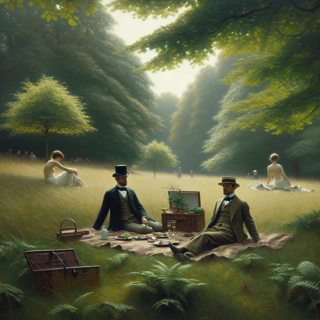 Scène inspirée du Déjeuner sur l'herbe d'Édouard Manet (1863)