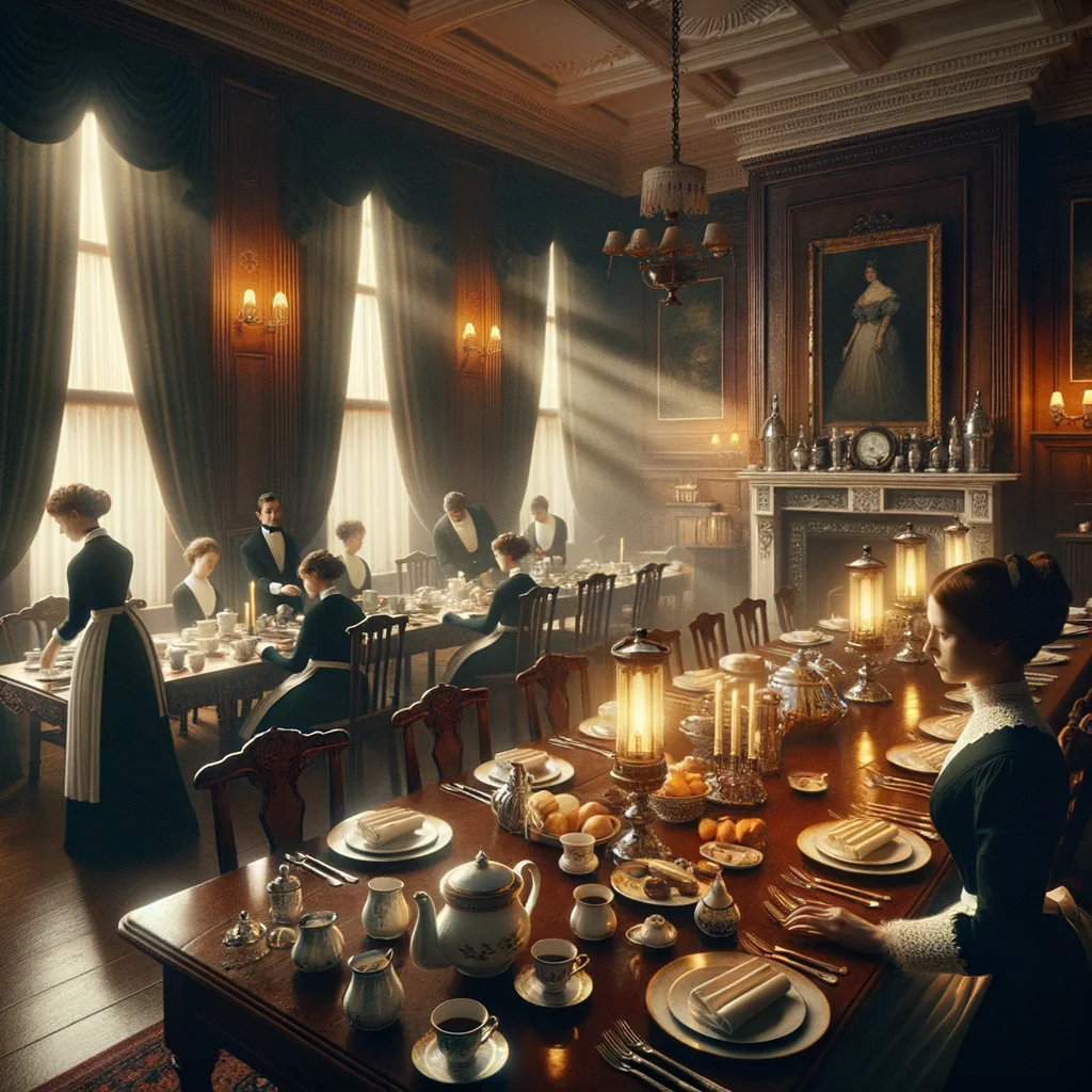 Salle à manger bourgeoise victorienne pour le petit-déjeuner