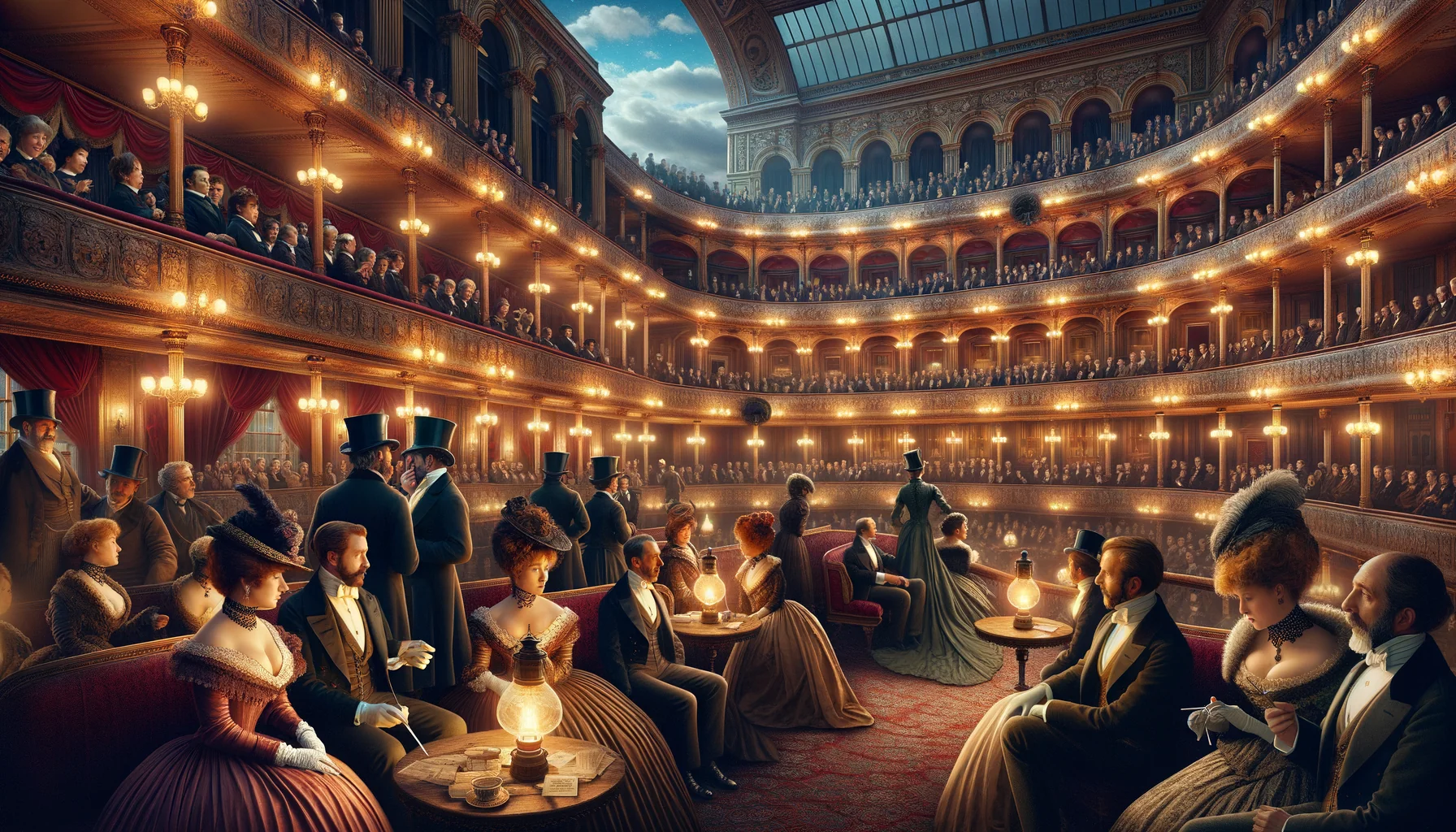 Soirée à l'opéra au Royal Opera House de Covent Garden à la fin du XIXe siècle