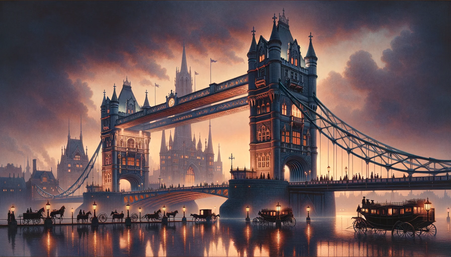 Tower Bridge à Londres au crépuscule, symbole de l'ingéniosité victorienne