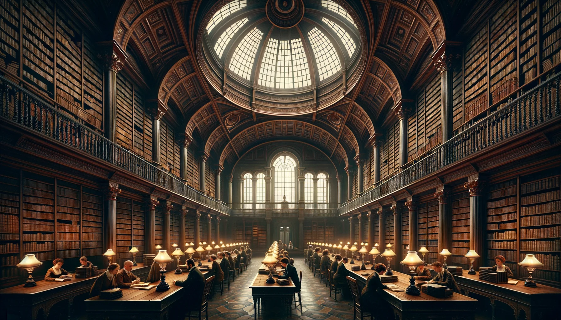 British Museum Reading Room avec son dôme de 42 mètres et ses boiseries en chêne