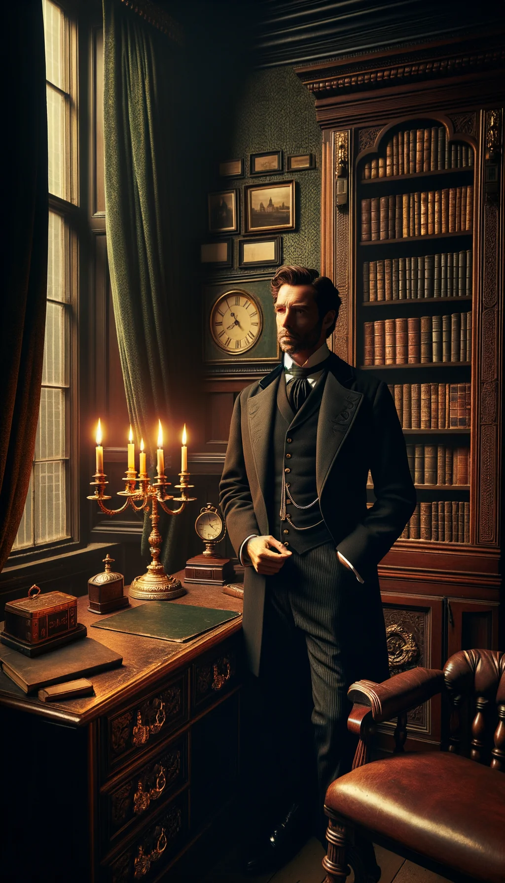 Bram Stoker dans son bureau londonien victorien vers 1897