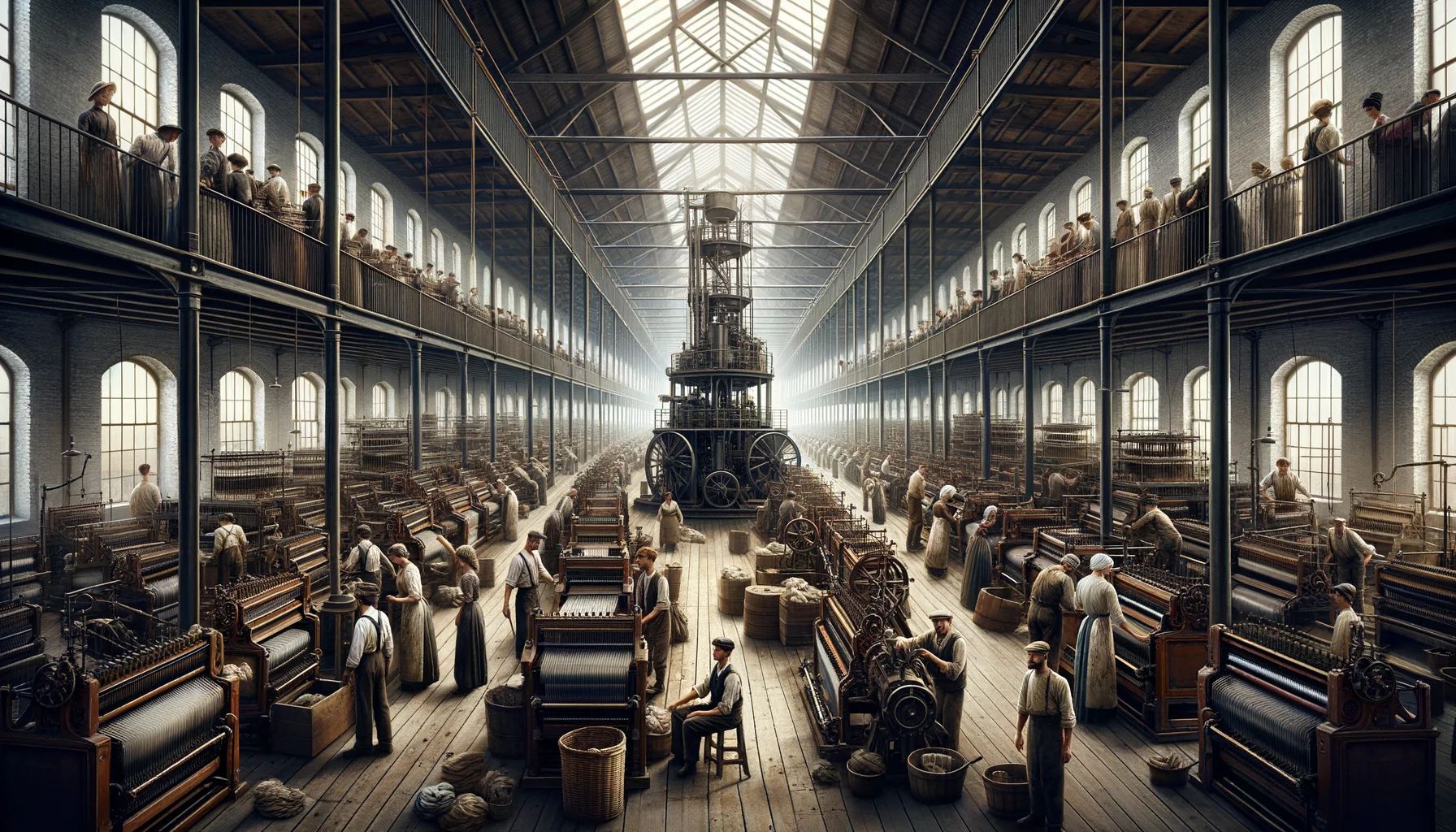 Intérieur d'une usine ou d'un atelier industriel de l'époque