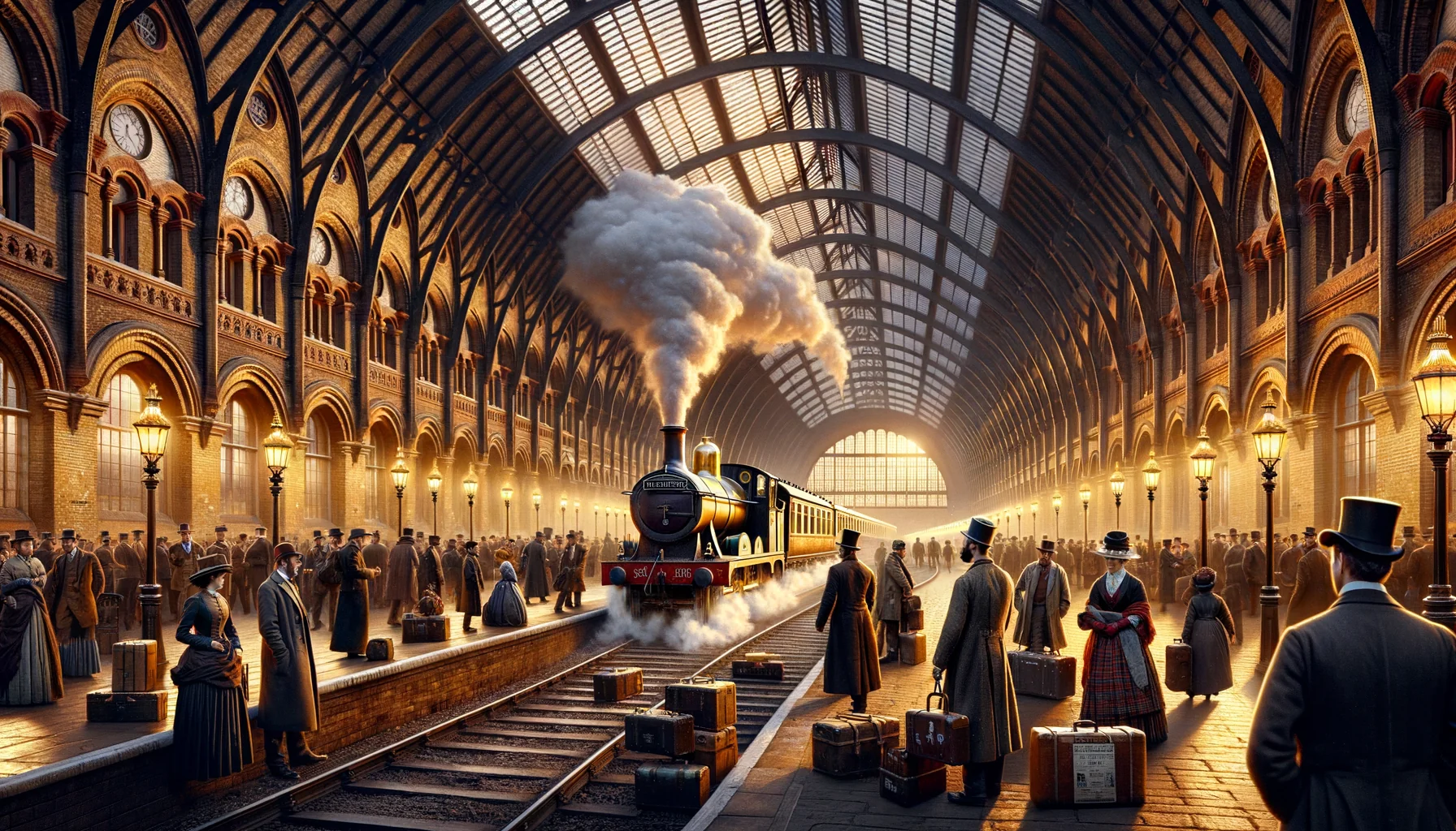 Un port actif ou une grande gare (voyageurs, marchandises, agitation)