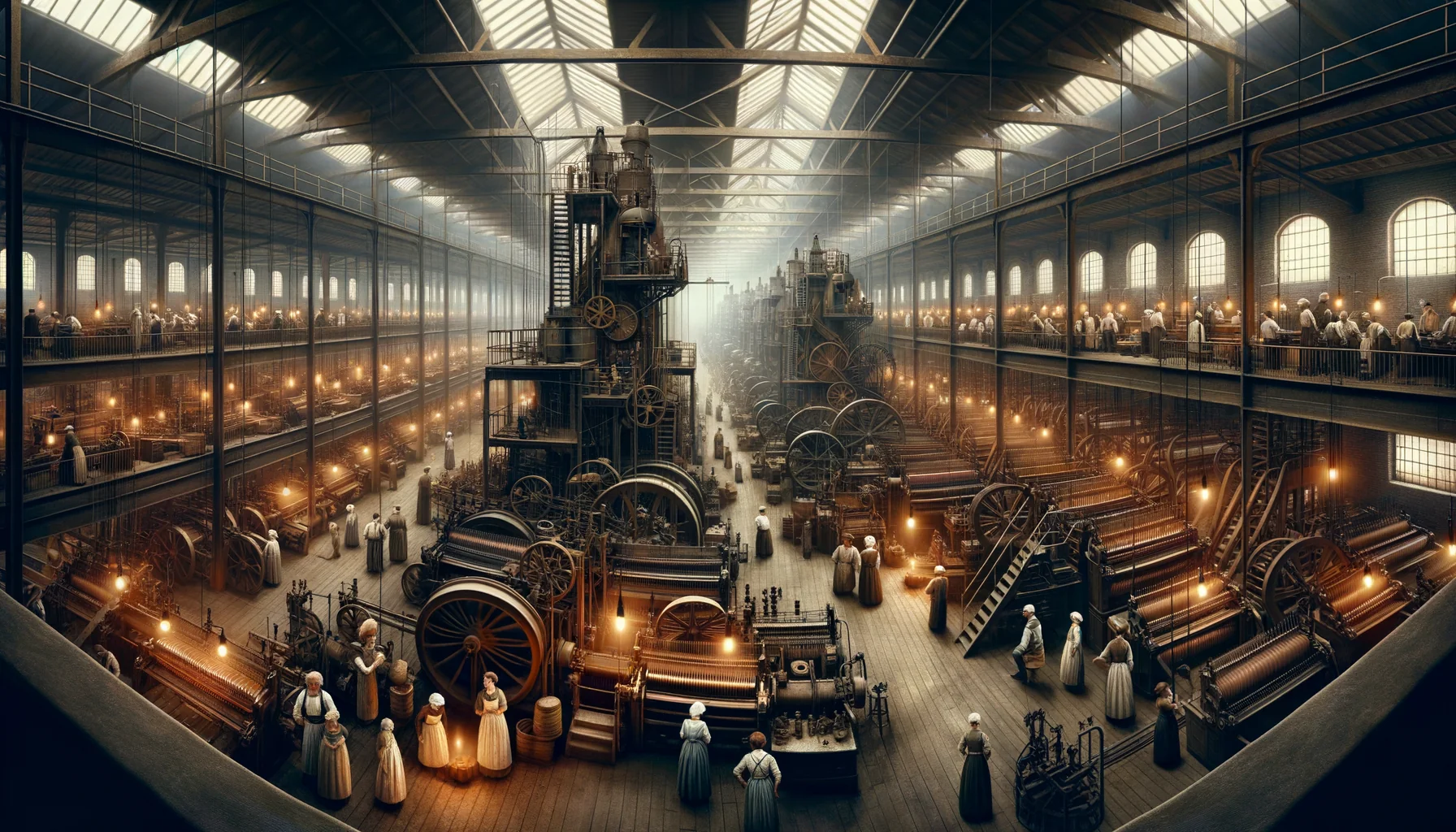 Intérieur d'une usine ou d'un atelier industriel de l'époque